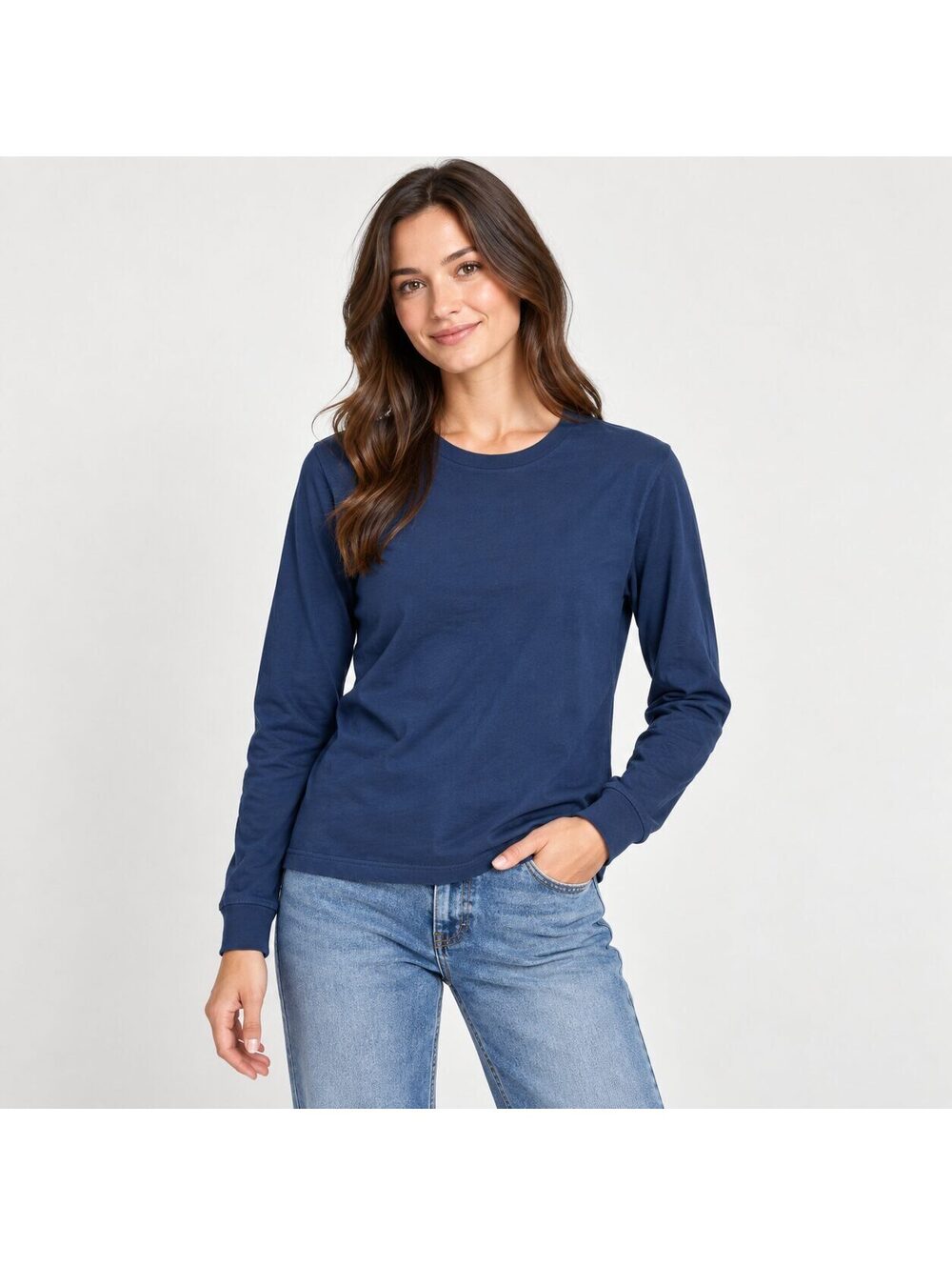 Ninety Percent Navy 100% Organic Cotton Long Sleeve Crewneck Tee Size L